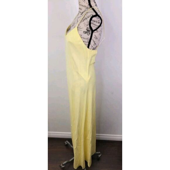 Bcbg Max Azria Iris Yellow Slip Maxi Dress Sz Small EU 40 V Neck Long Nwt - Picture 5 of 13